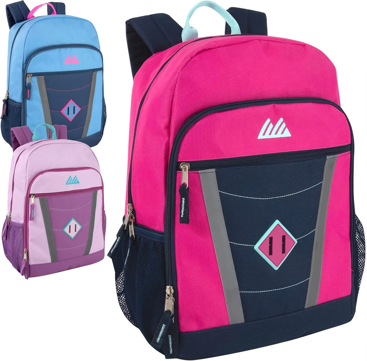 Summit Ridge 24 Pack Bulk Reflective Backpacks with Pockets, 17 Backpacks for Homeless Adults, Nonprofit (Female Colors Pack)