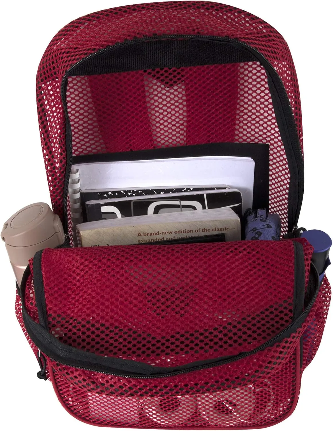 Summit Ridge Reflective Mesh School Backpack for Teens, Girls, Boys | Wire Frame Mesh Beach Backpack XL with Zipper (Red)