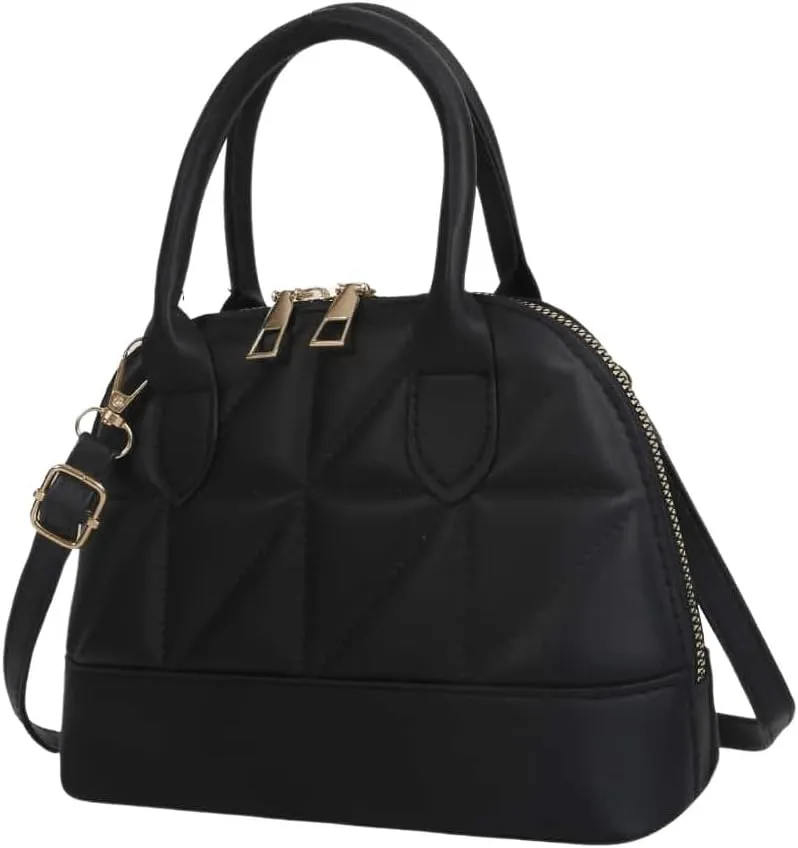 SweatyRocks Women's PU Leather Top Handle Satchel Handbags Mini Crossbody Bag with Zipper Closure