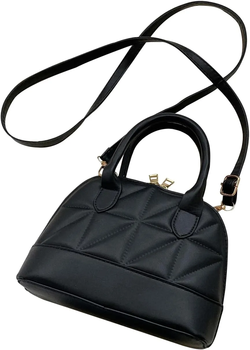 SweatyRocks Women's PU Leather Top Handle Satchel Handbags Mini Crossbody Bag with Zipper Closure