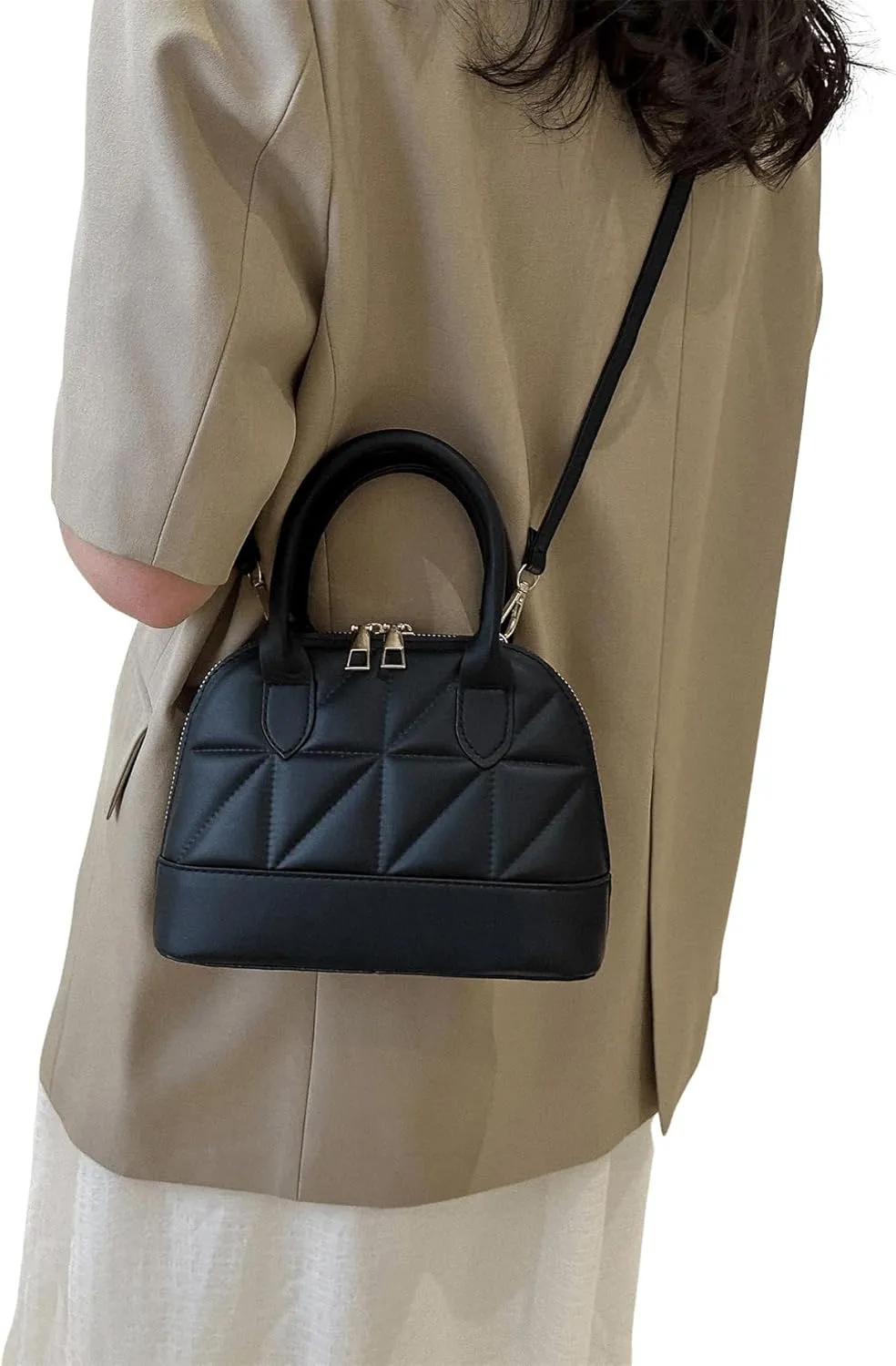 SweatyRocks Women's PU Leather Top Handle Satchel Handbags Mini Crossbody Bag with Zipper Closure