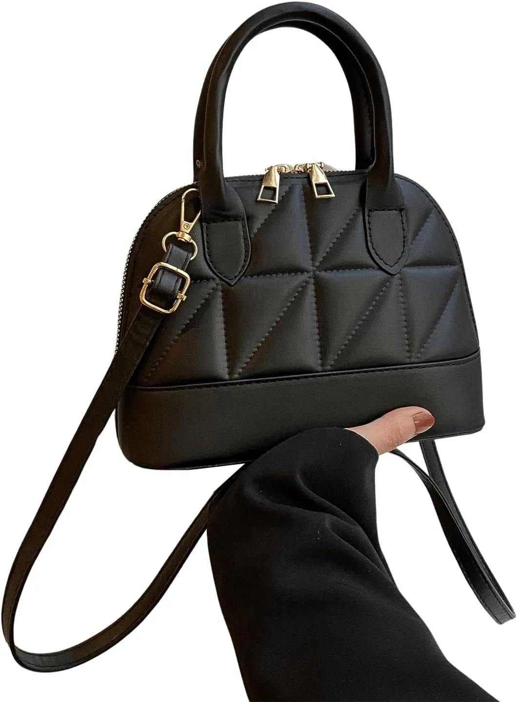 SweatyRocks Women's PU Leather Top Handle Satchel Handbags Mini Crossbody Bag with Zipper Closure