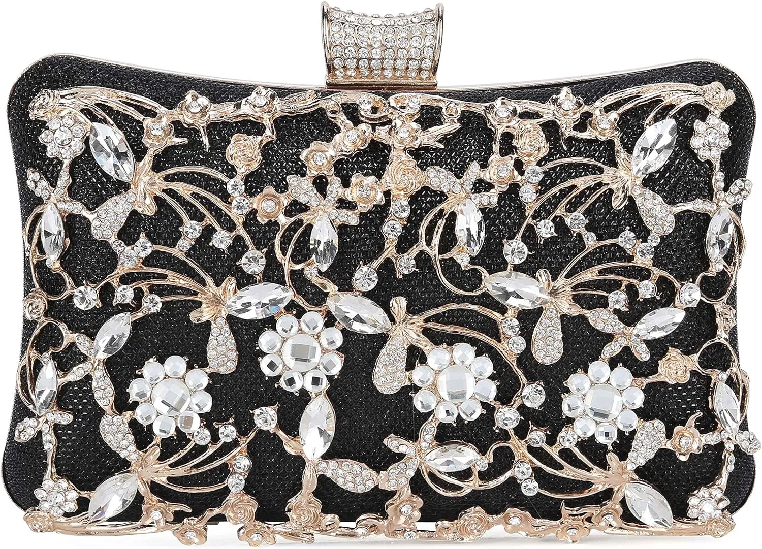 Tanpell Womens Crystal Evening Clutch Bag Rhinestone Wedding Handbag Purse for Bridal Prom Cocktail Party