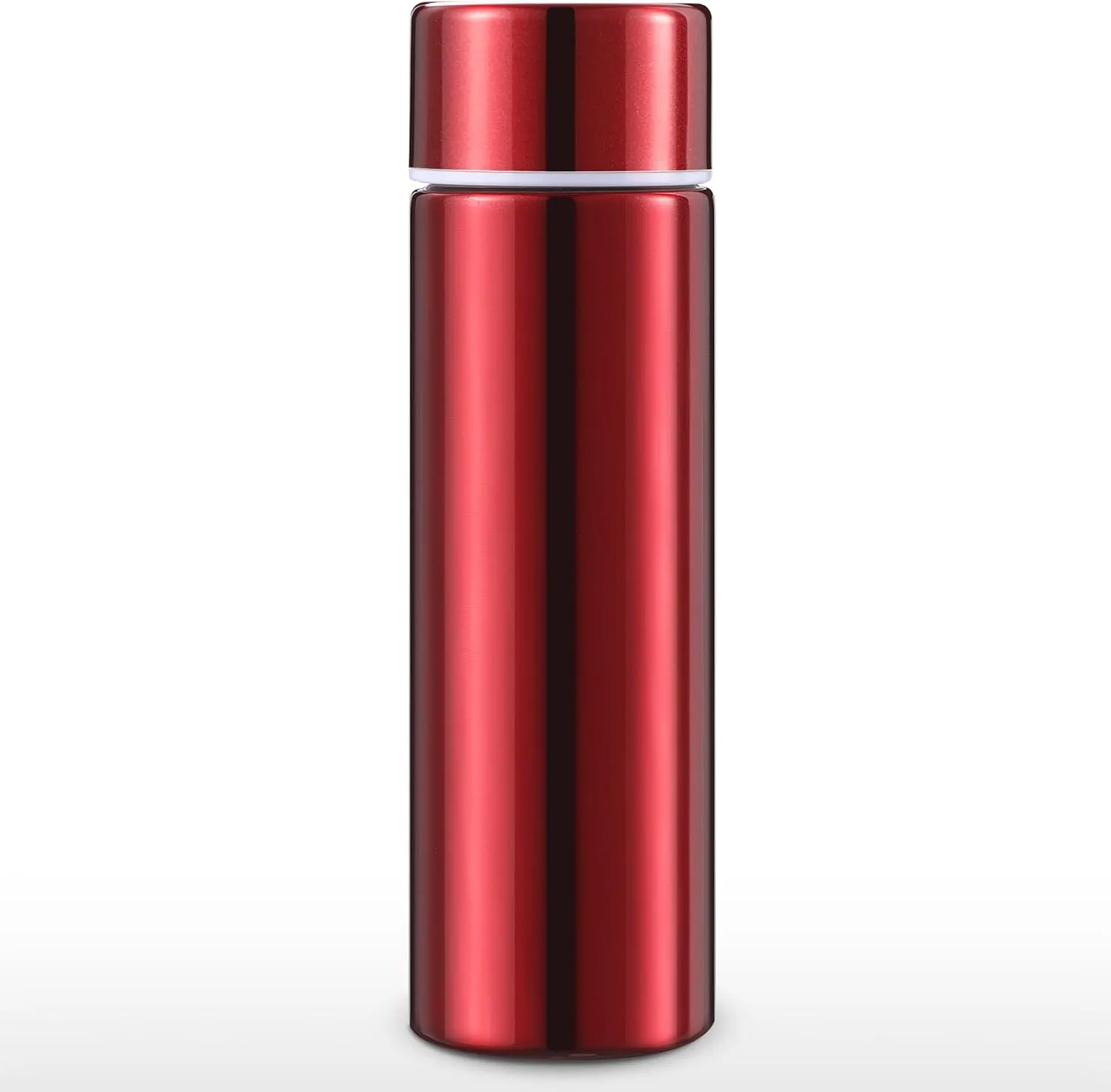 Vesici Mini Water Bottles 4.4 oz Cute Small Insulated Stainless Steel Purse Water Bottles Pocket Slim Flask Keeps Drink Cold and Hot for Women Lunch Bag Coffee(Red,1 Pack)