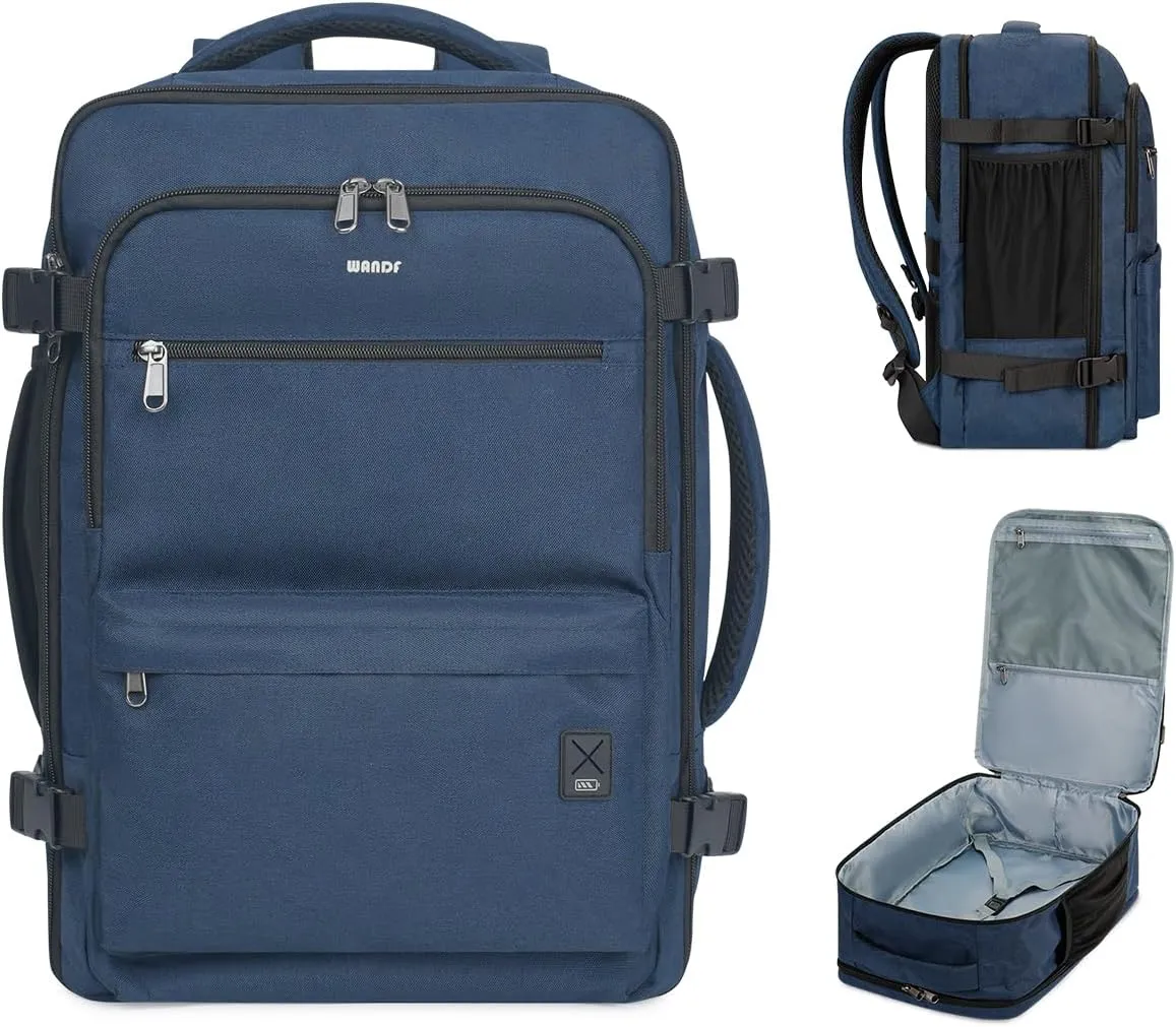WANDF Travel Backpack For Spirit Airlines Personal Item Bag 18x14x8 with Wet Pocket, 17 Inch Laptop Backpack for Men WomenNavy Blue