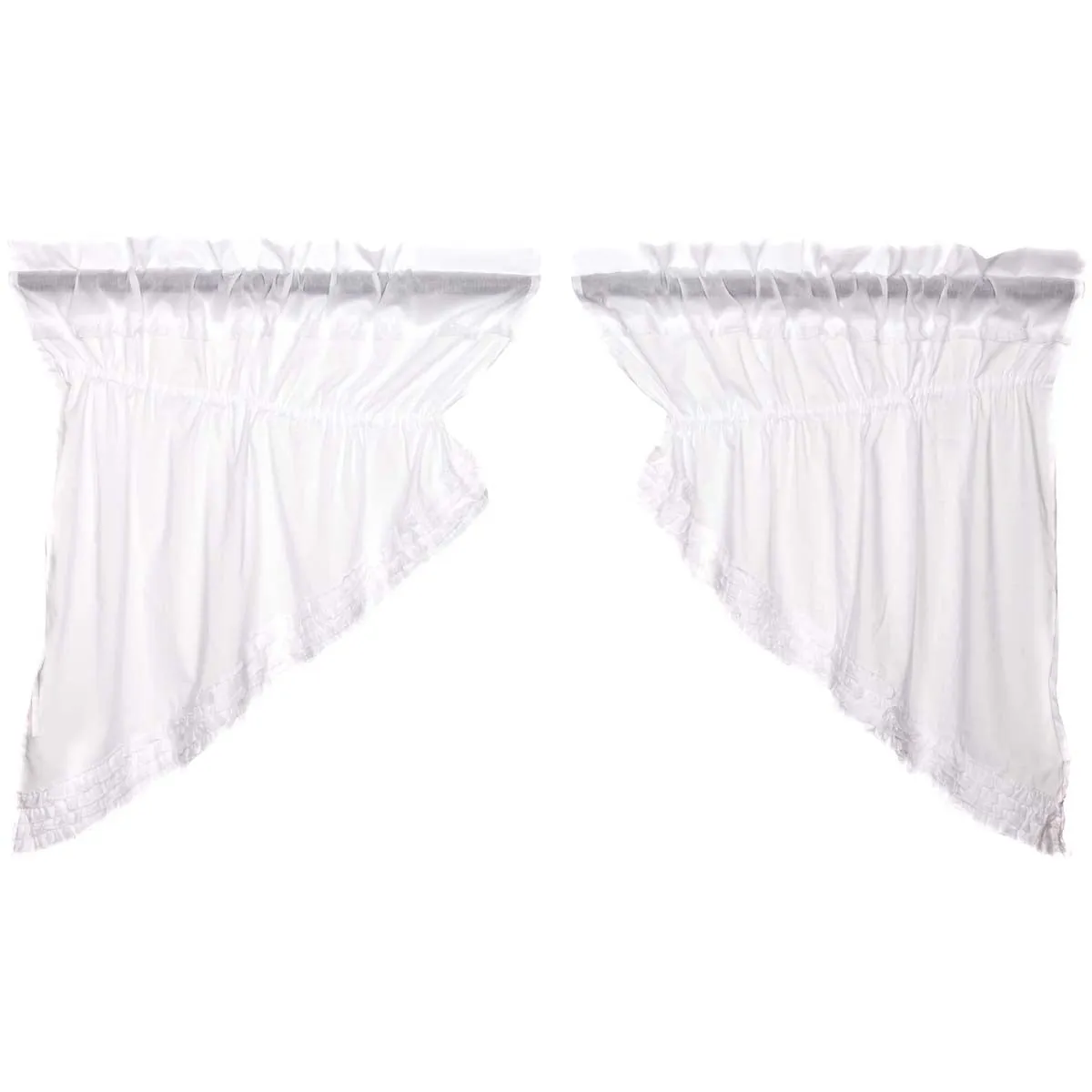 White Ruffled Sheer Swag Set of 2