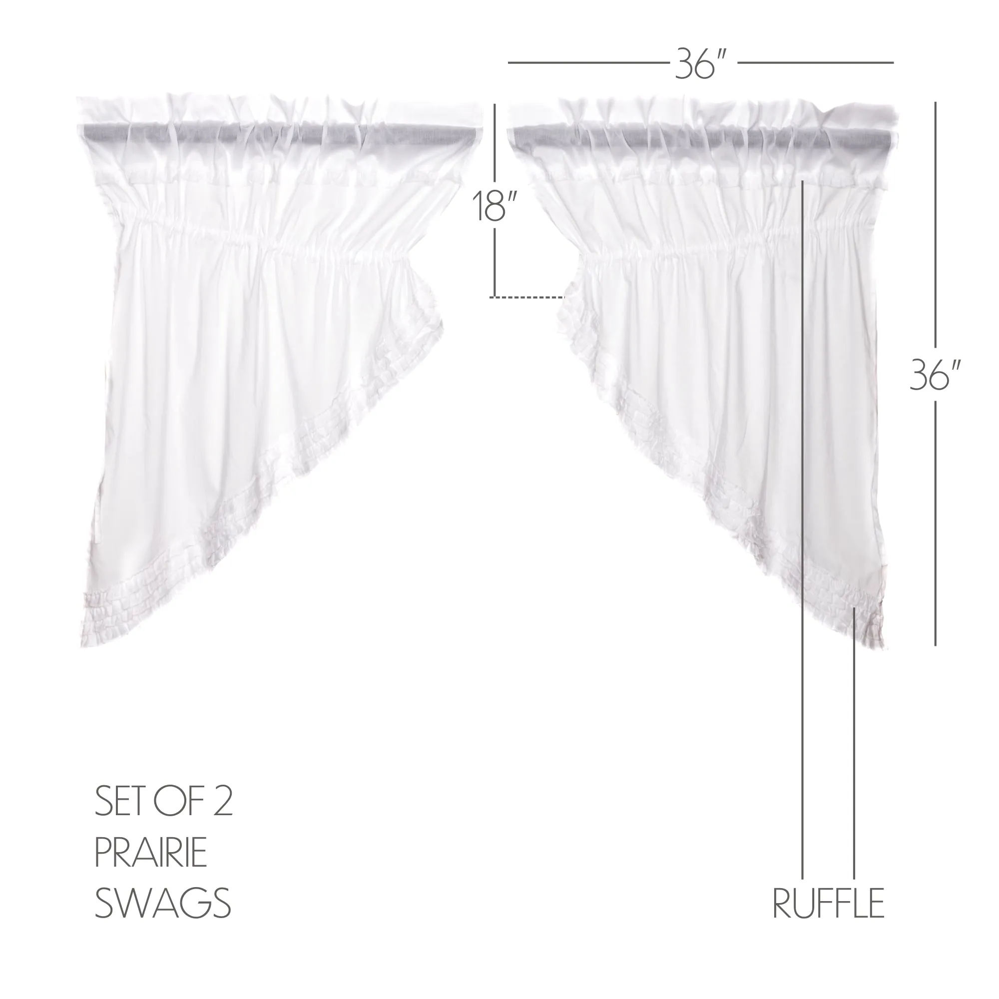 White Ruffled Sheer Swag Set of 2