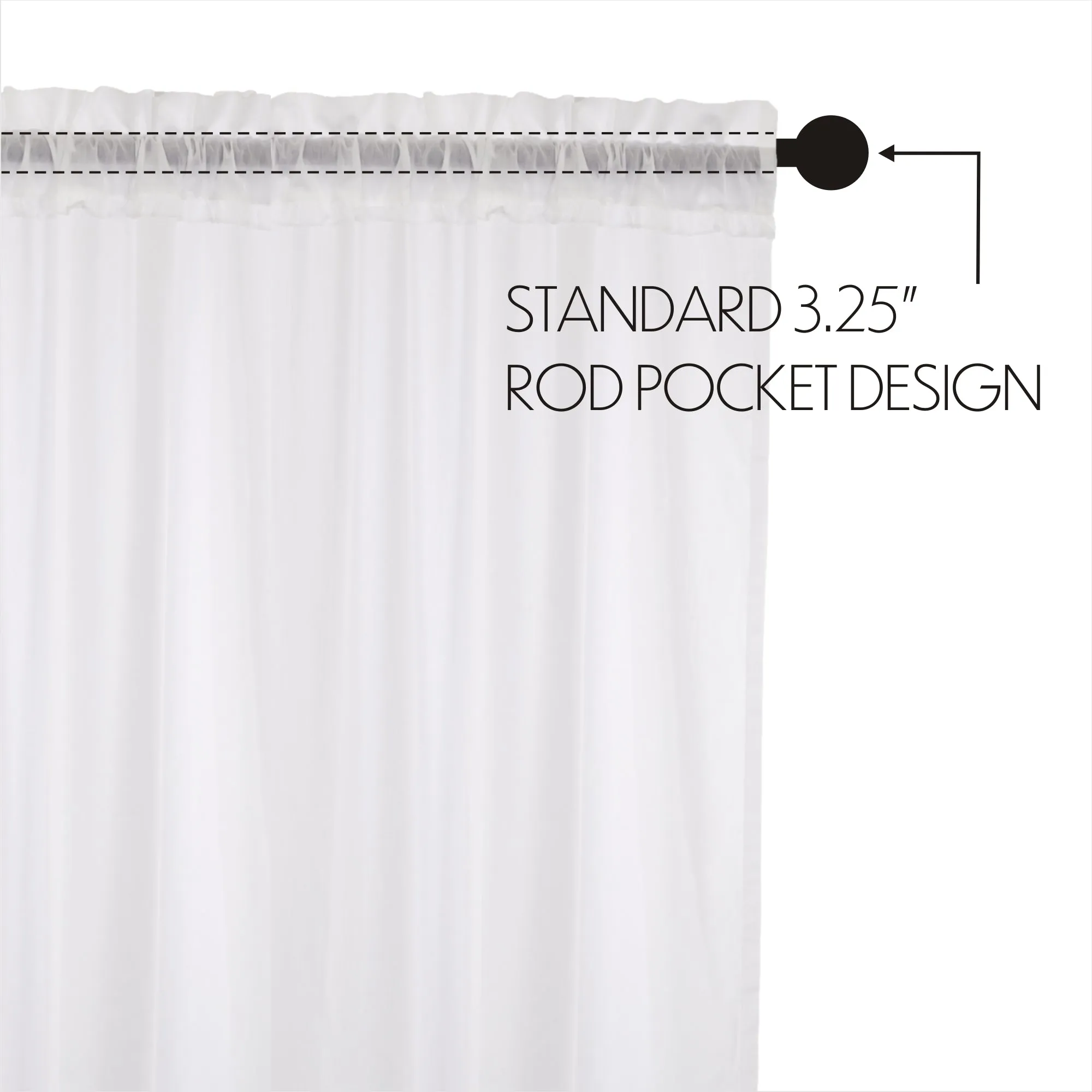 White Ruffled Sheer Swag Set of 2