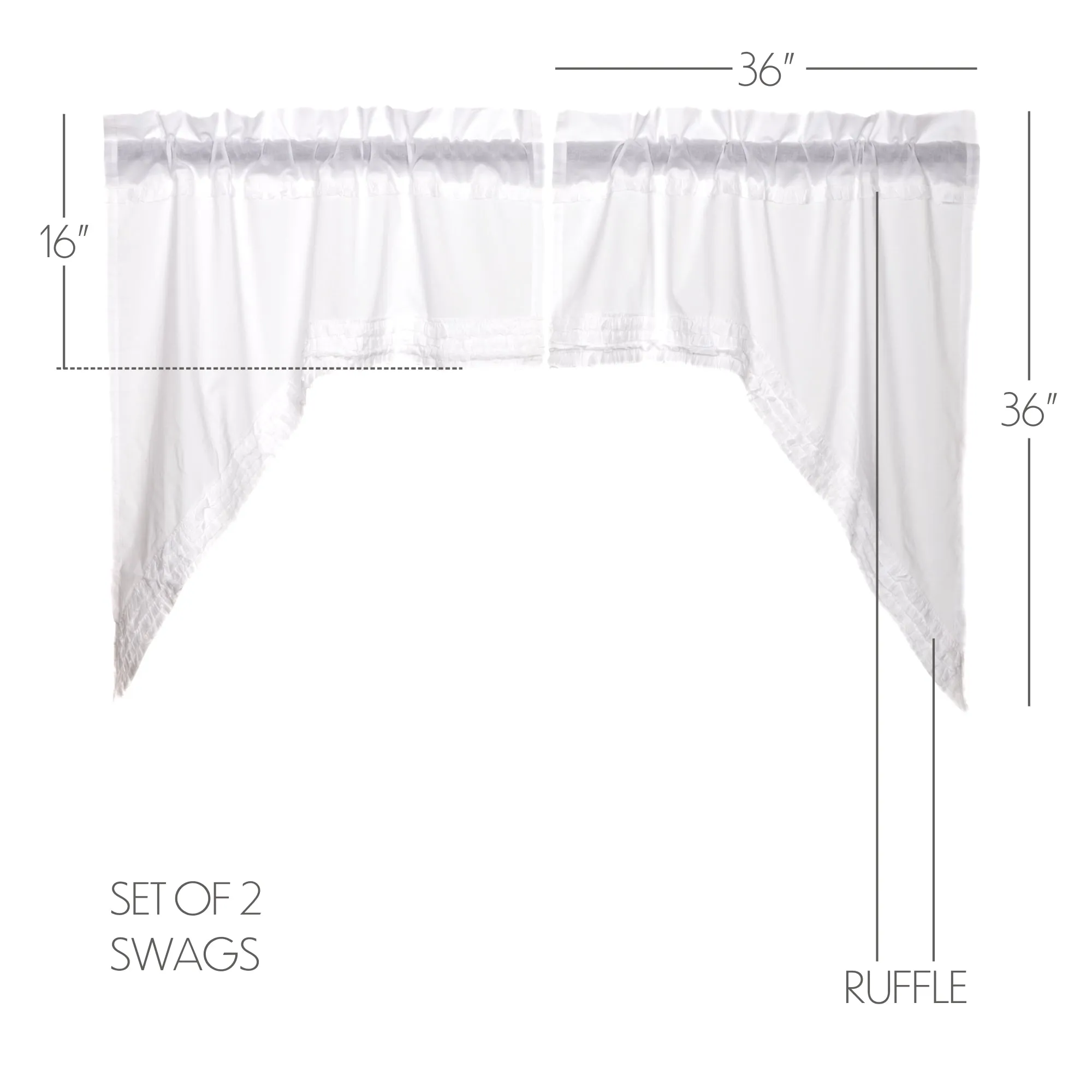 White Ruffled Sheer Swag Set of 2