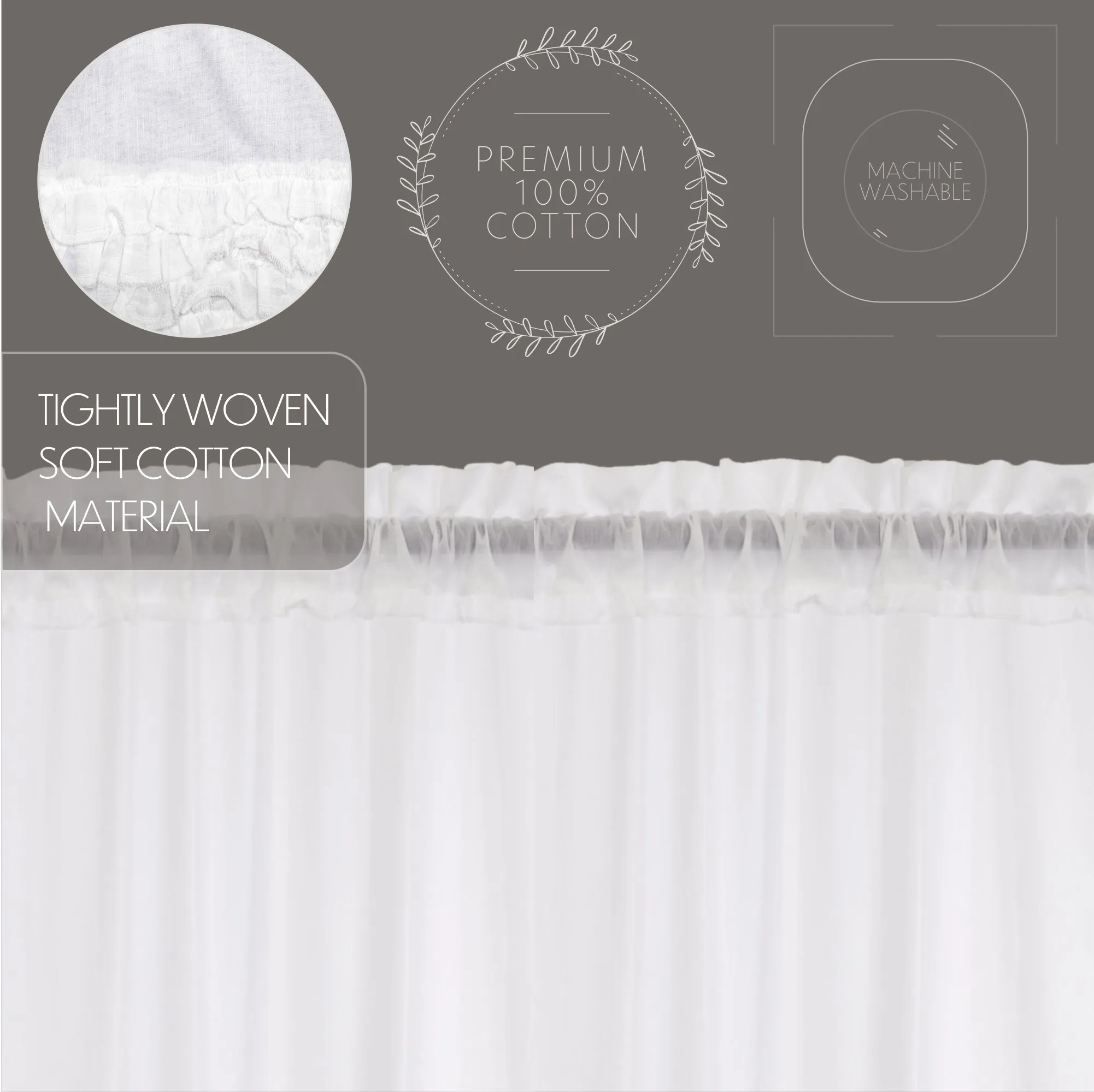 White Ruffled Sheer Swag Set of 2