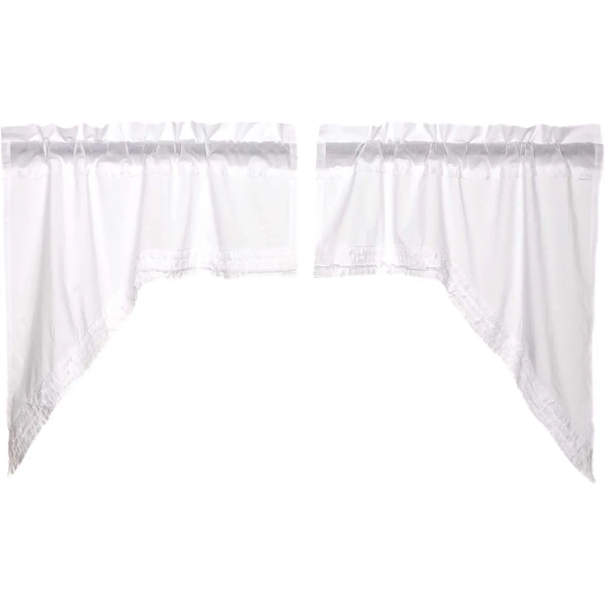 White Ruffled Sheer Swag Set of 2