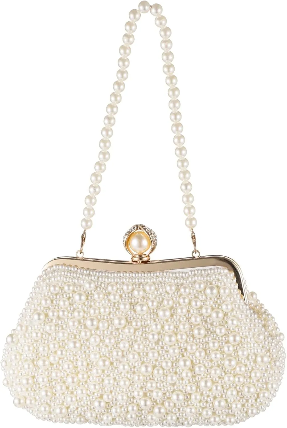 Women'S Elegant Pearl Clutch Purse, Shell-Shaped Evening Bag, Perfect For Weddings, Parties, And Daily Use