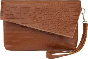 Wristlets Clutch Purse, PU Leather Wristlet Clutch Purses for Women, Crocodile Pattern Wristlet Purse with Detachable Wrist Strap for Wedding, Party, Travel, Shopping